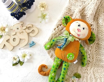 Poupée singe en peluche kawaii Peluche singe en peluche, cadeau pour tout-petit garçon