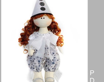 Rag doll pattern Clown doll sewing pattern PDF tilda doll clothes