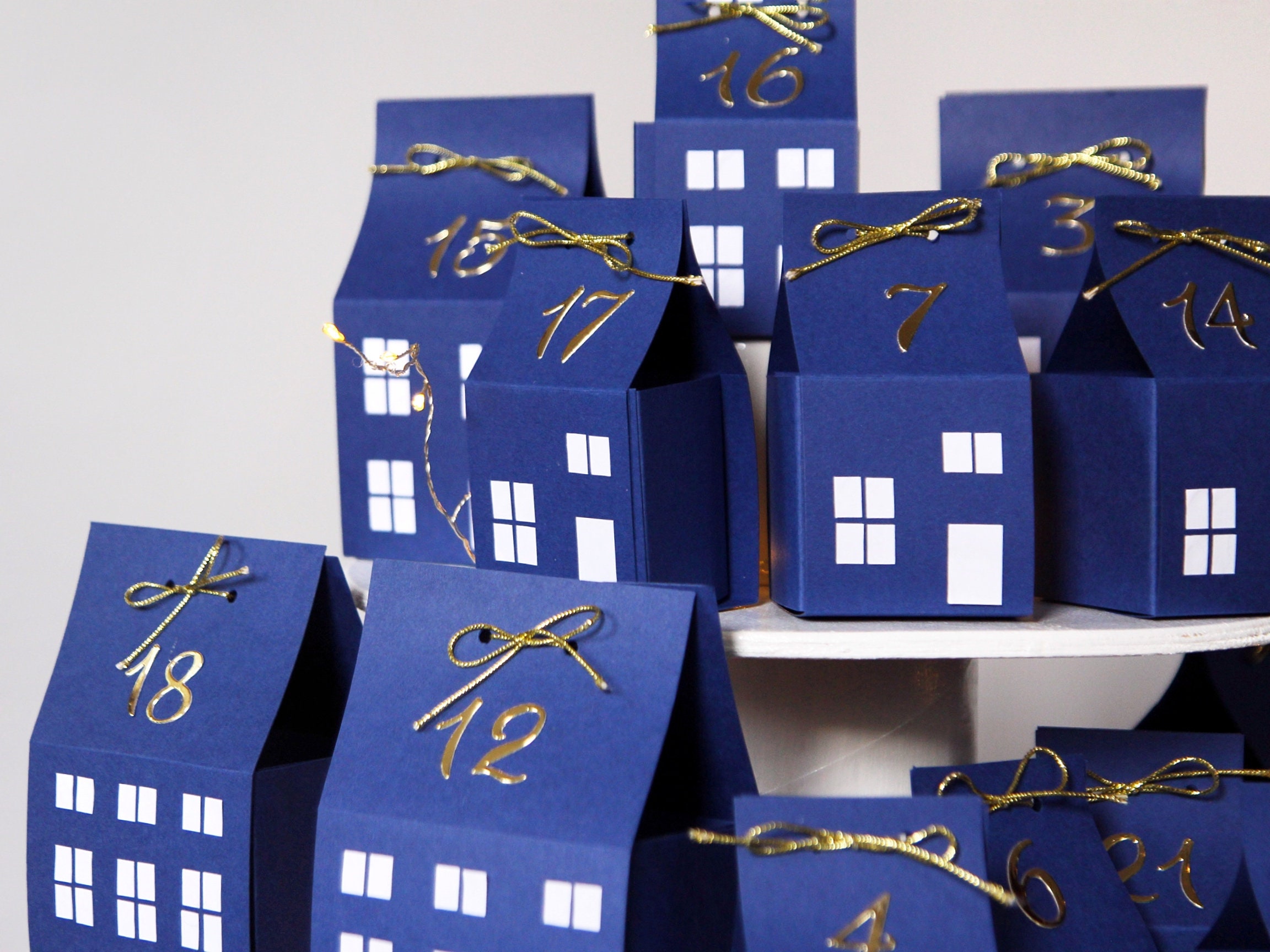 Christmas advent calendar houses DIY paper house Countdown Etsy