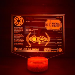 TIE/sa bomber Plans LED sign perfect as a gift for a Star Wars geeks. Place in Man caves, bars, garages, desks, bed room.