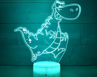 T-Rex dinosauruslamp perfect voor dino-fans, jonge en oude fans. LED Lamp met 16 kleuren en 4 opties.