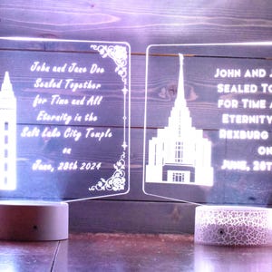LDS Temple Wedding Light/ Personalized Couple Temple Ornament / For Time and All Eternity Gift / Wedding Gift for LDS Couple