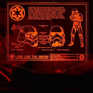 Stormtrooper Character Plans LED sign perfect as a gift for a Star Wars geeks. Place in Man caves, bars, garages, desks, bed room.