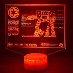 All Terrain Armored Transport (AT-AT) Plans LED sign perfect as a gift for a Star Wars geeks. Place in Man caves, bars, garages, desks.