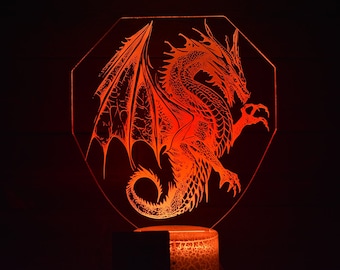 Dragon Crest LED sign perfect as a gift for your RPG clan, friends or family to place in your game room garages, desks.