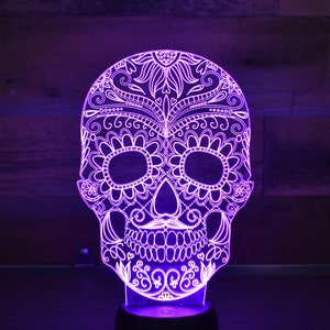 Personalized Sugar Skull LED sign perfect as a gift for a Halloween!!! Place in Man caves, bars, garages, desks or kids room.