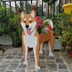 New adorable Red Shiba Inu Indoor Outdoor Porch Sausage Dog 3D Planter Durable Garden Small Plants Succulent Holder