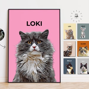 Retrato de gato personalizado de foto Pintura de mascota personalizada Impresión de regalo conmemorativo de mascota Pintura personalizada de gato Ilustración de mascota personalizada