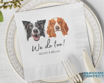 Benutzerdefinierte Hunde-Cocktailservietten mit Haustierfoto + Name, personalisierte Hunde-Hochzeitsservietten, individuelle Katzen-Servietten für Hochzeits-Hundegeburtstagsdekorationen