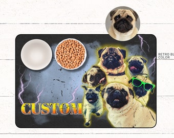 Vintage Personalized Dog Mats Using Pet Photo + Name Personalized Dog Food Mat Personalized Dog Placemat 90&#39;s Custom Dog Bowl Mat Pet Mat