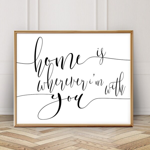 Home Is Wherever I'm With You Sign Printable Digital Art: 6x4, 7x5, 10x8, 14x11, 24x18, 36x24