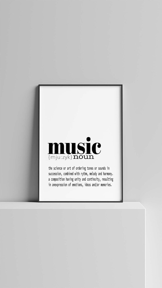 Music Definition Print Printable Poster Funny Dictionary Art Etsy