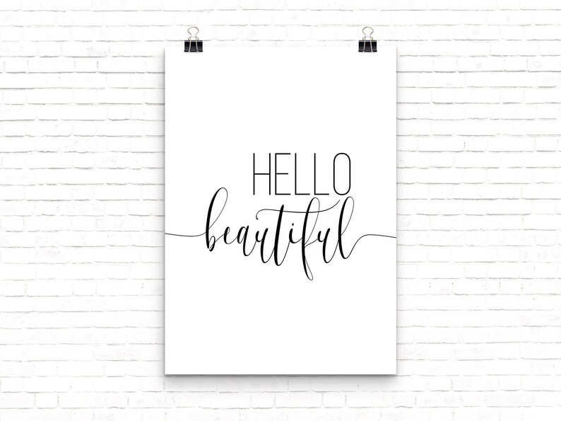 Hello Beautiful Sign Printable Beautiful Print Wall Art Etsy