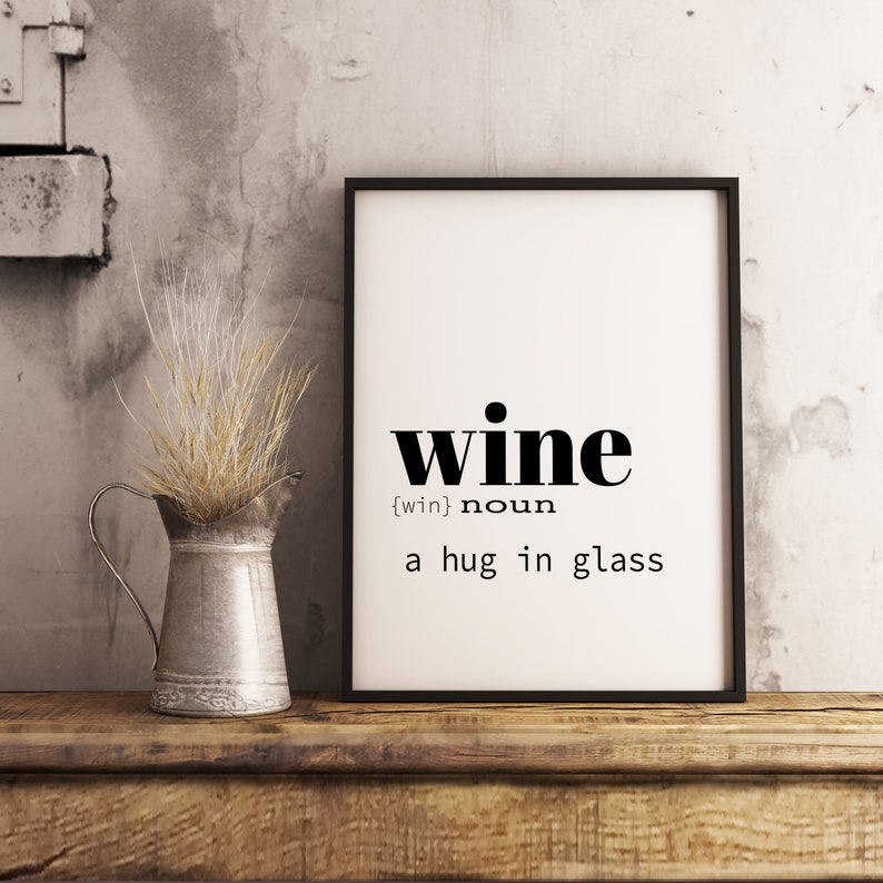 Wine Definition Dictionary Art Print Poster Printables Etsy
