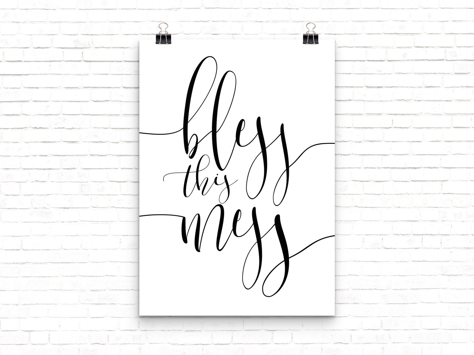 Bless This Mess Sign Printable Inspirational Quote Instant Etsy
