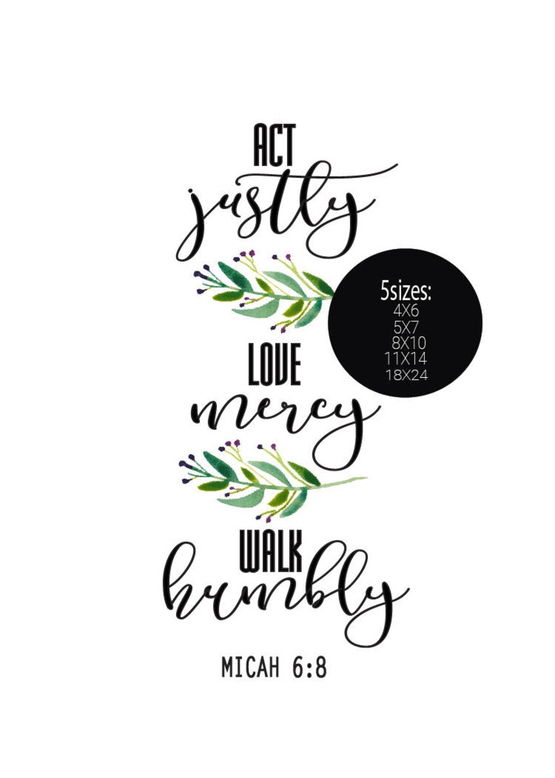 Micah 6:8 Printable Instant Download Bible Verse Scripture | Etsy