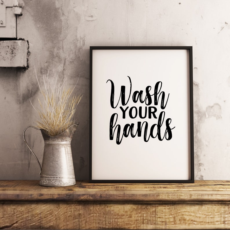 Bathroom Art Printables Black and White Prints Wash Your Etsy