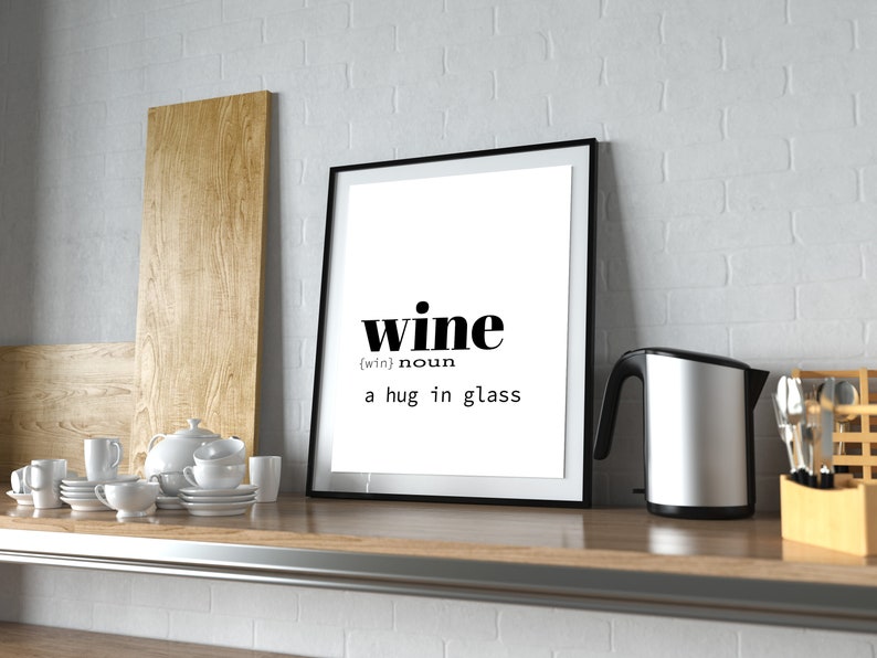 Wine Definition Dictionary Art Print Poster Printables Etsy
