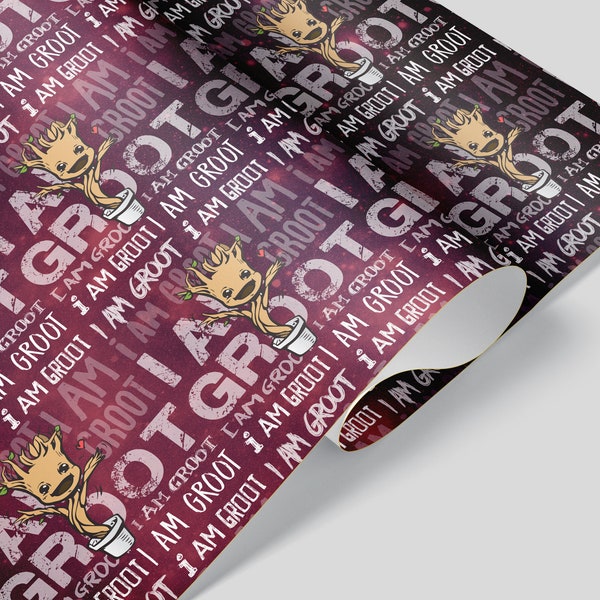 Baby Groot Gift Wrap - Wrapping Paper I Am Groot Guardians of the Galaxy Birthday Christmas Present Marvel Groot