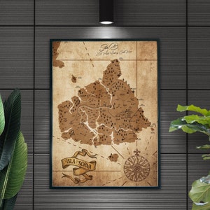 Jurassic Park Map - Isla Sorna Poster - The Lost World - Vintage Art Digital Print Nublar Site B
