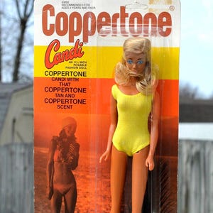 1980s Mego Coppertone Candi Doll: 11.5&quot; Posable Fashion Doll (New in Sealed Pack) RARE, Tan & Scent 80s doll