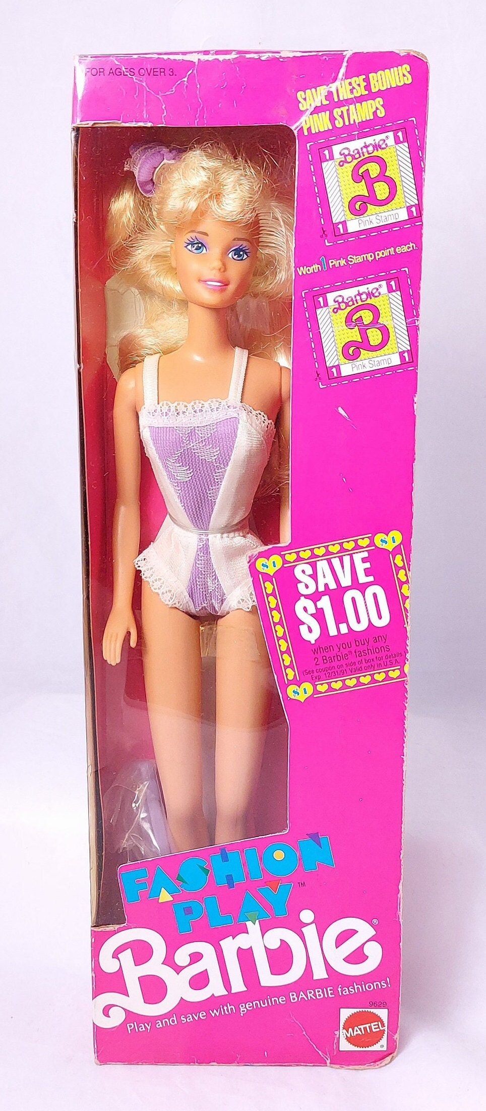 Fashion Play Barbie Doll, 1990 Vintage Mattel #9629 New in Fashion Play Barbie Doll, 1990 Vintage Mattel #9629 New in