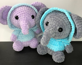 Pattern Elephant with removable hood (Gangsta Elephant) - PDF, crochet pattern,elephant pattern,c crochet elephant pattern, plushie pattern