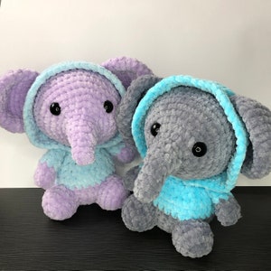 Pattern Elephant with removable hood (Gangsta Elephant) - PDF, crochet pattern,elephant pattern,c crochet elephant pattern, plushie pattern