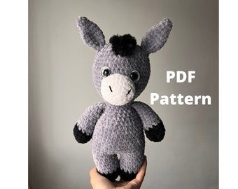 Donkey pattern Crochet, crochet donkey, amigurumi donkey pattern, farm animal pattern, horse pattern, crochet animal pattern, toy pattern