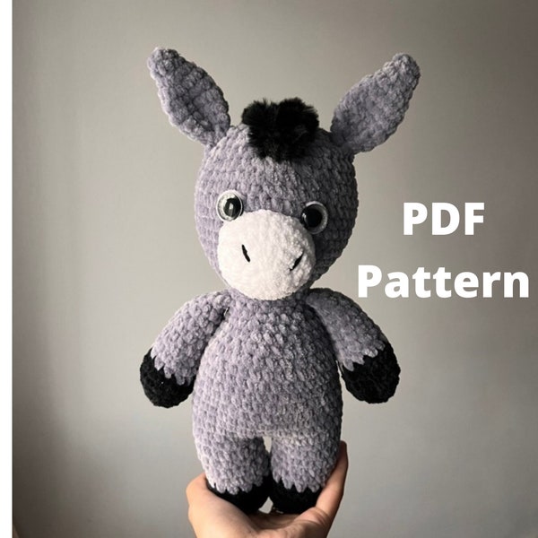 Donkey pattern Crochet, crochet donkey, amigurumi donkey pattern, farm animal pattern, horse pattern, crochet animal pattern, toy pattern