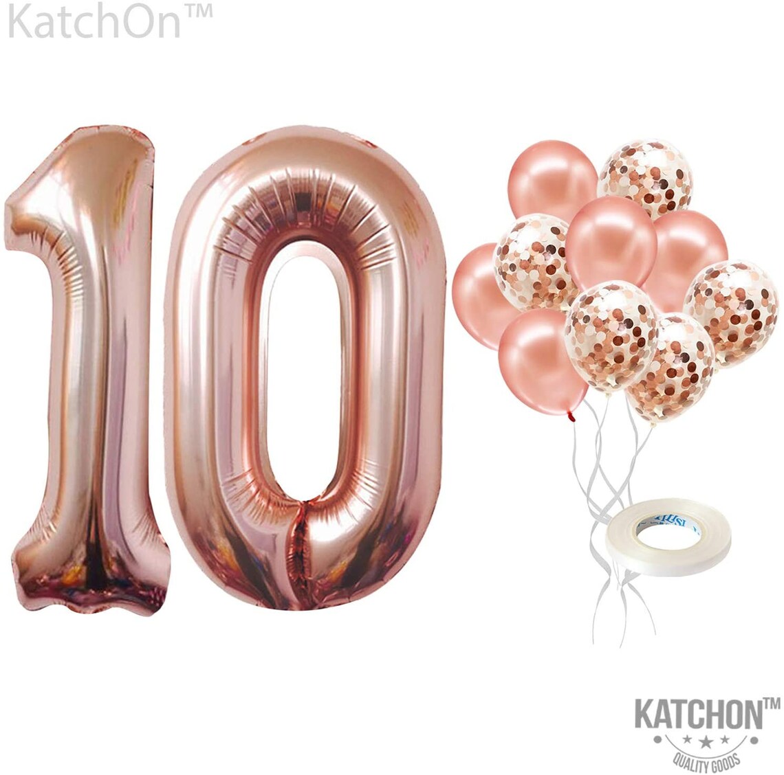 Rose Gold Number 10 Balloon and Confetti Balloons Set Large Etsy