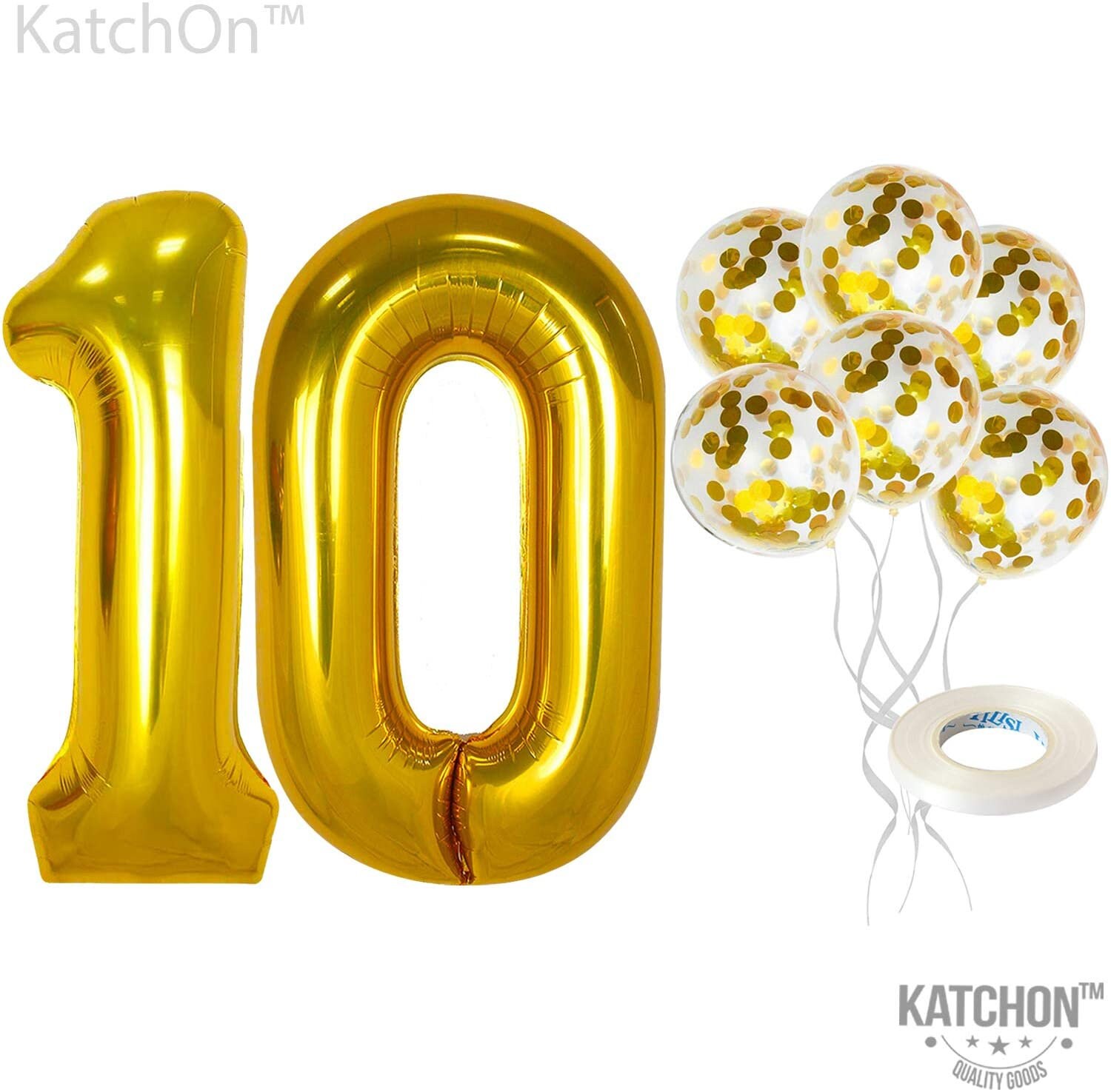 Gold Number 10 Balloon and Confetti Balloons set Large 40 Etsy
