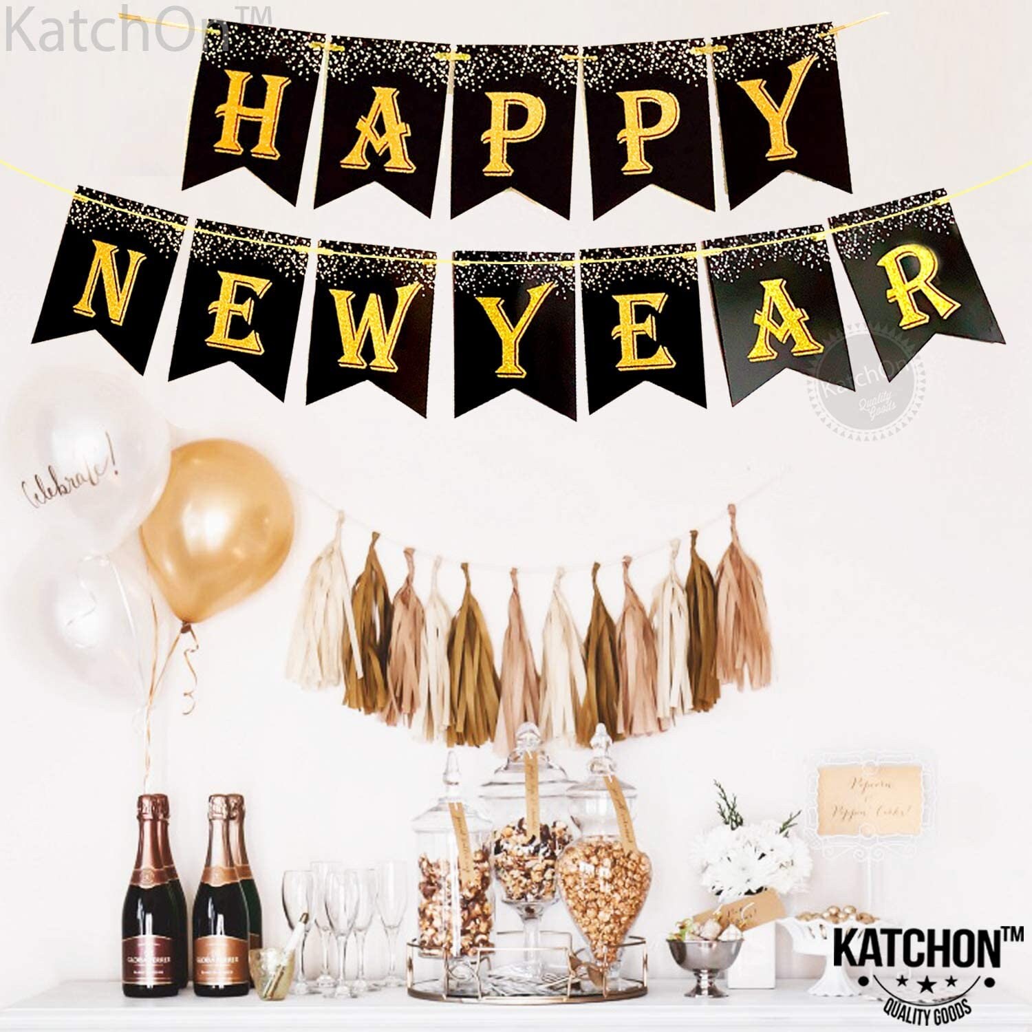 Happy New Year Banner Large Size No DIY Real Glitter NYE | Etsy