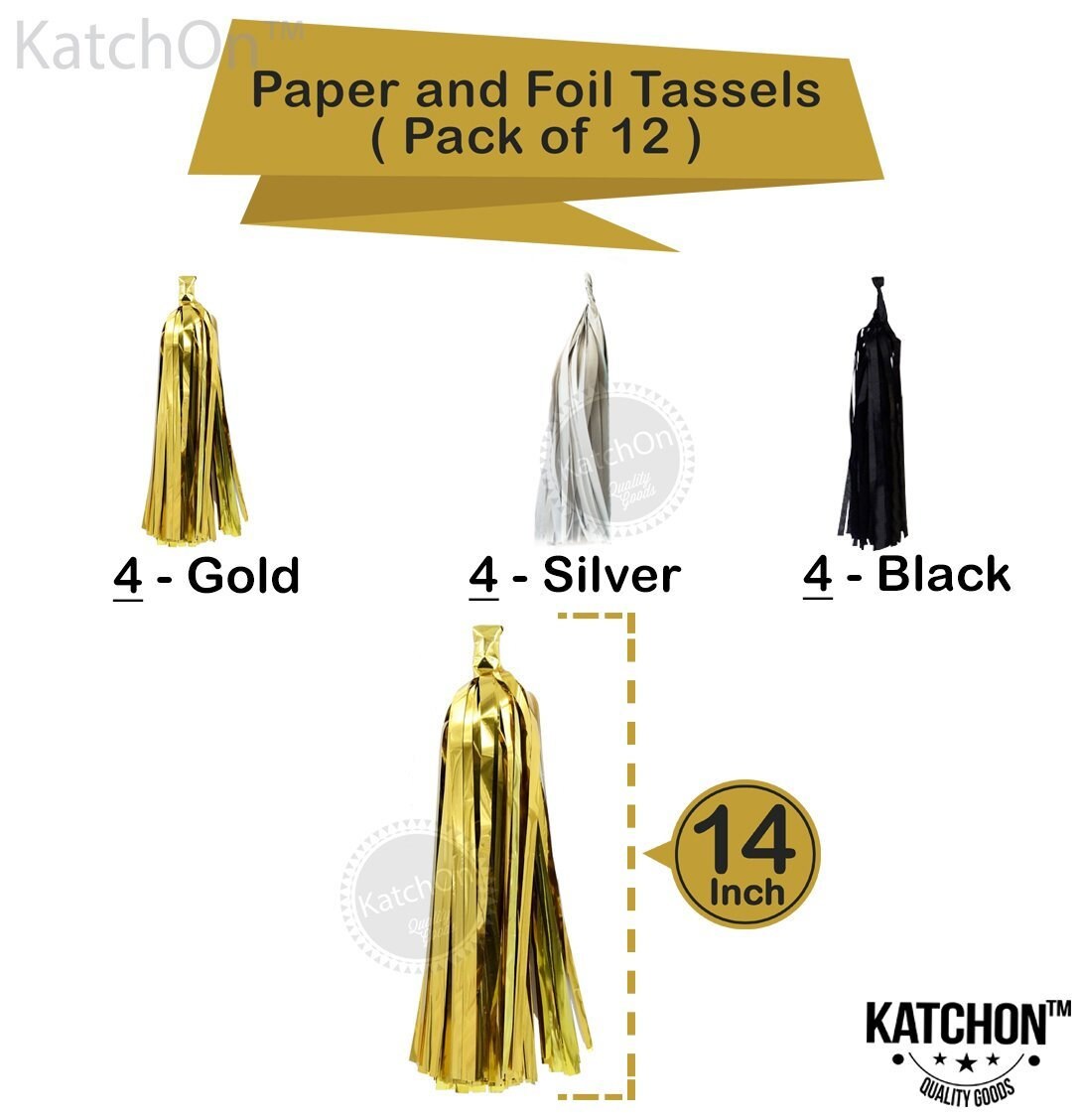Black Gold Silver Party Decorations Huge Pack of 115 Paper Etsy