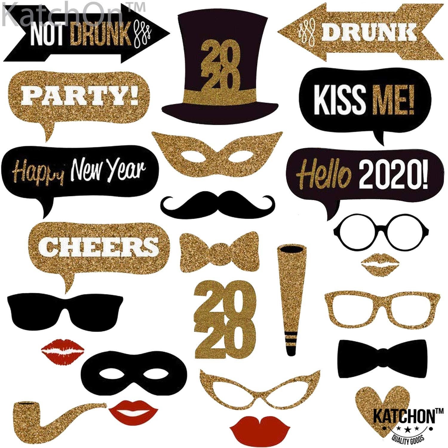 New Years Photo Booth Props Pack of 25 Sturdy Cardstock | Etsy