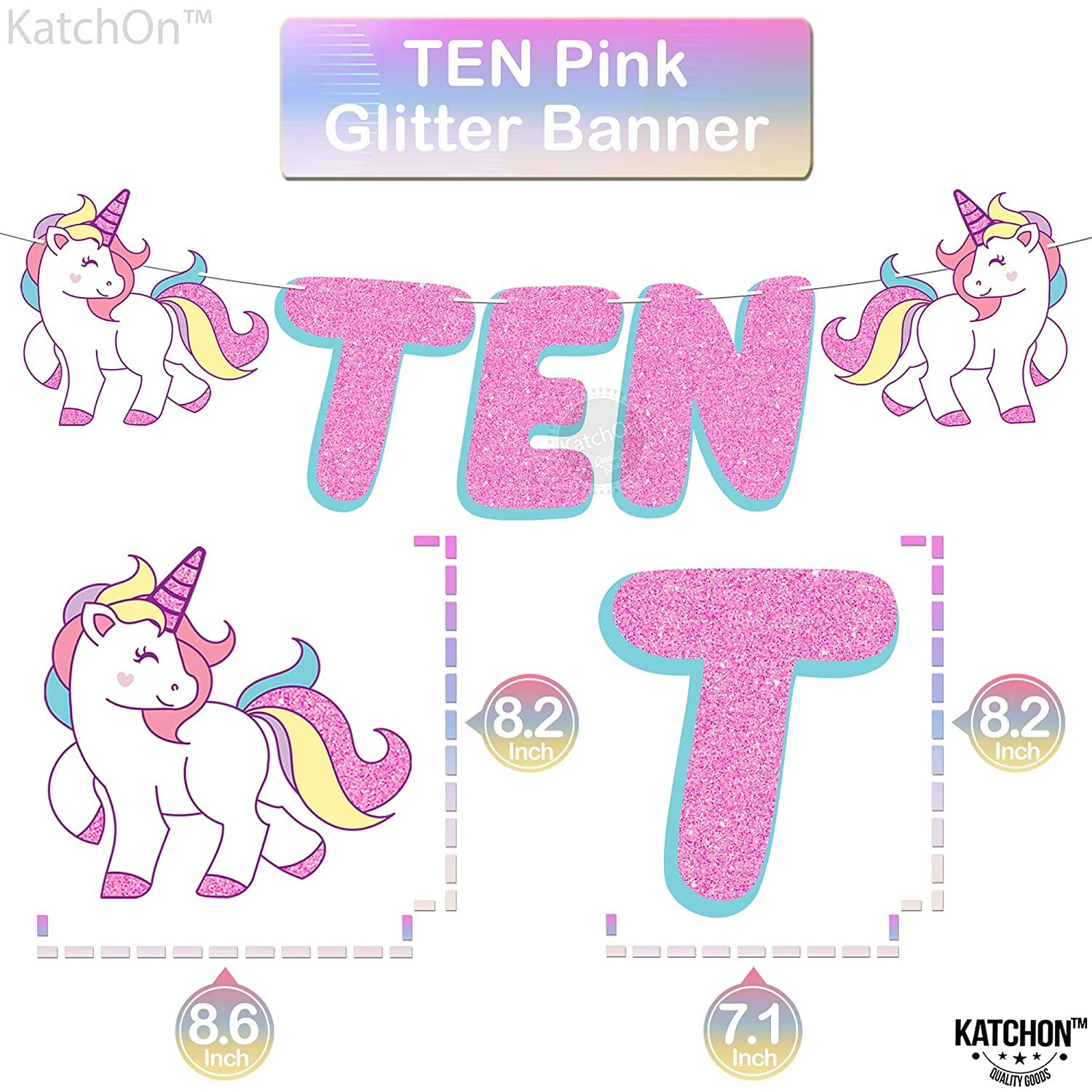 Unicorn Ten Banner with Number 10 Balloon 40 Inch-Large | Etsy