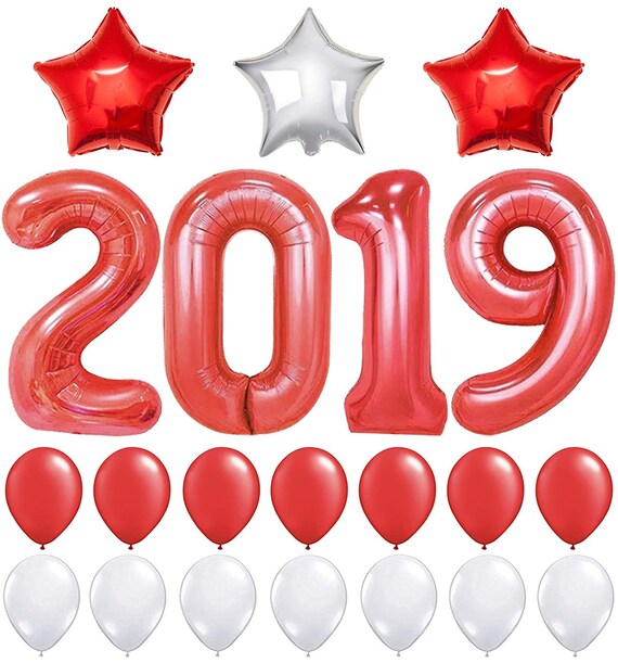 Red 2019 Balloons Decorations Red And White Balloons New Years Eve Party Supplies Great For Red Graduation Decorations