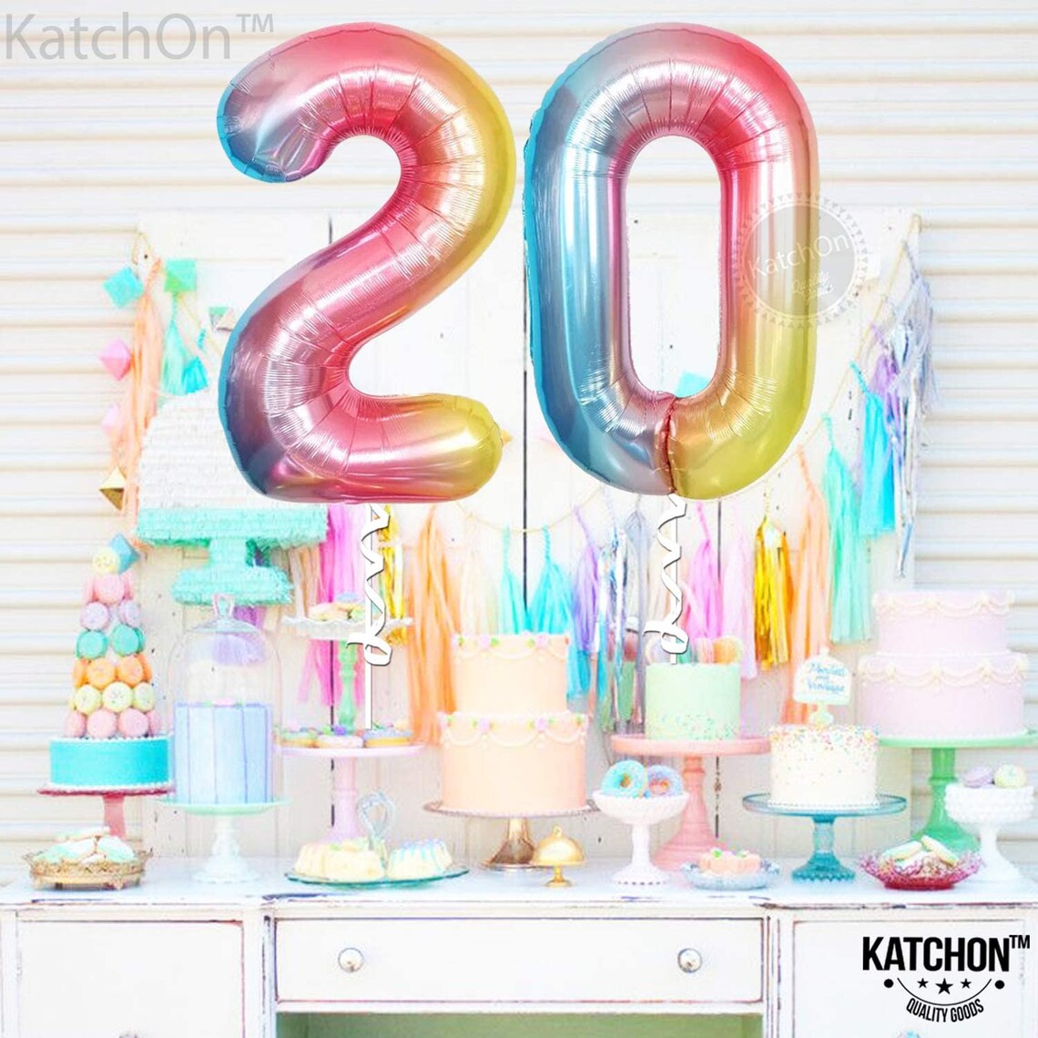 Rainbow Number 20 Balloon For 20th Birthday Large 40 Inch Etsy