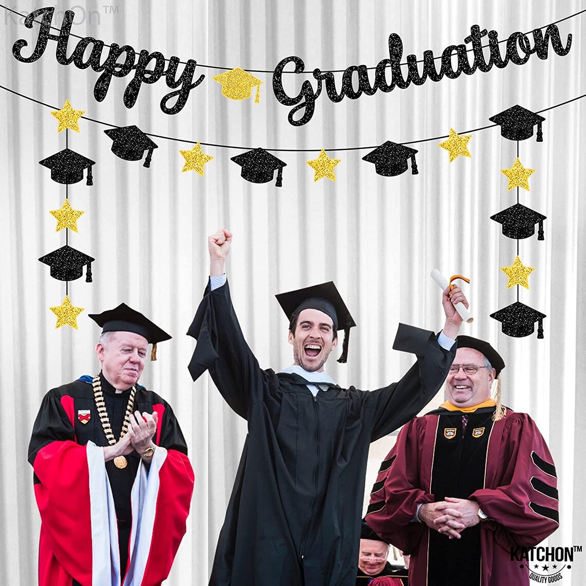 Large Happy Graduation Banner with Cap Garland 10 Feet Etsy