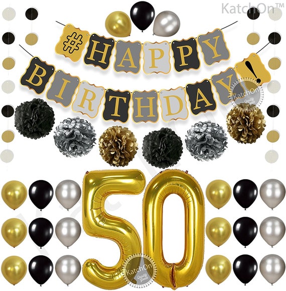 50th BIRTHDAY DECORATIONS BALLOON Banner Happy Birthday | Etsy