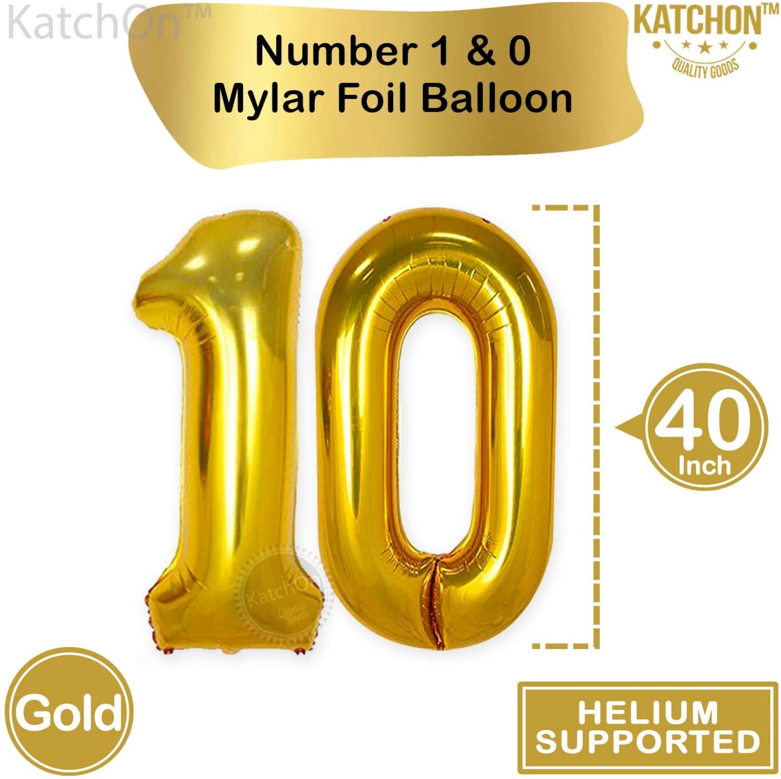 Gold Number 10 Balloon and Confetti Balloons set Large 40 Etsy