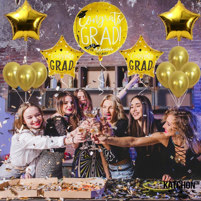 Graduation Balloons Gold for Graduation Party Supplies Gold Theme Congratulation Foil Balloon for College Grad and High School