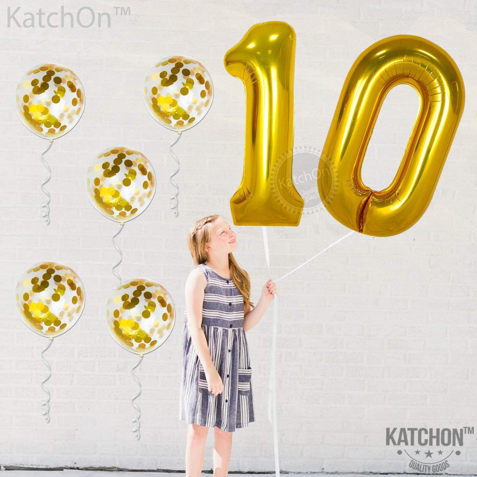 Gold Number 10 Balloon and Confetti Balloons set Large 40 Etsy