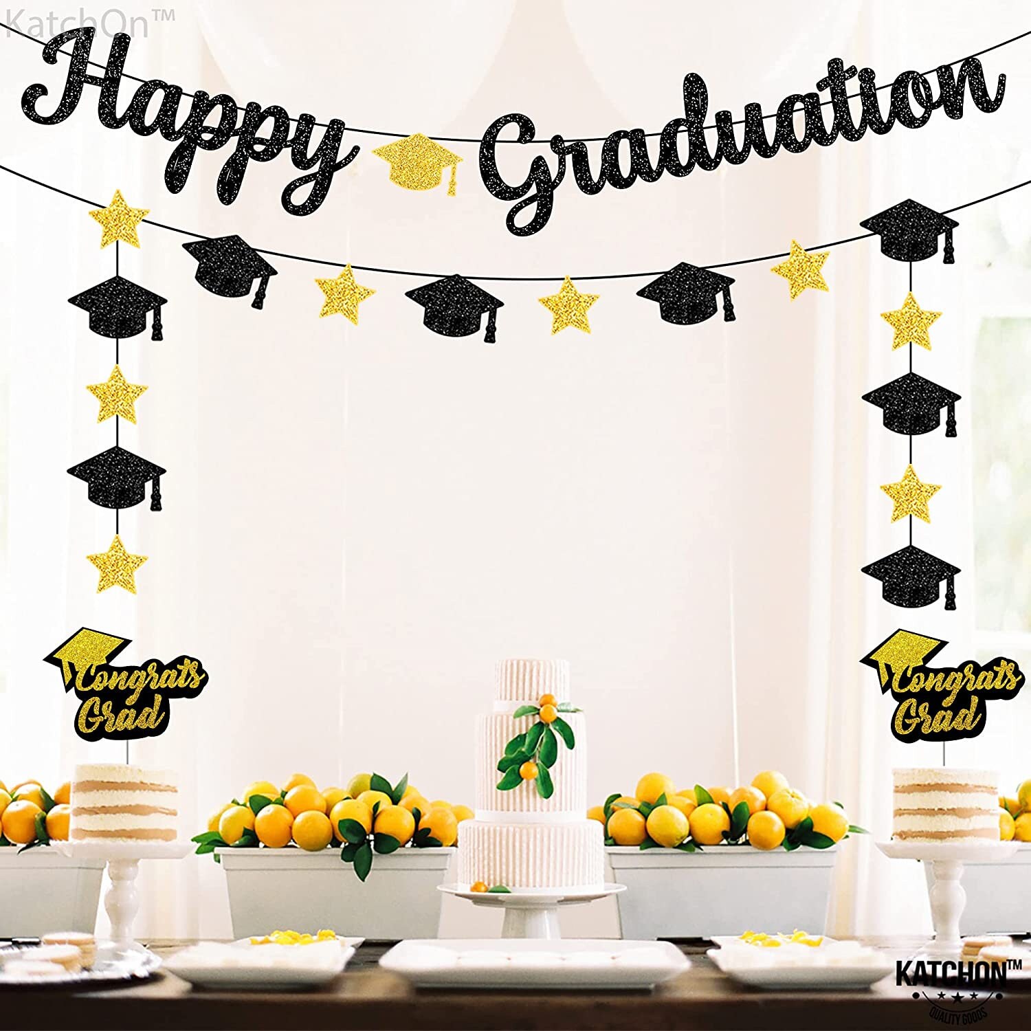 Large Happy Graduation Banner with Cap Garland 10 Feet Etsy