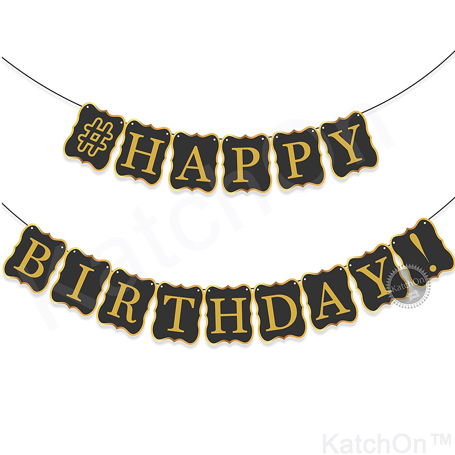 BLACK HAPPY BIRTHDAY Banner Decorations Classy Birthday Etsy