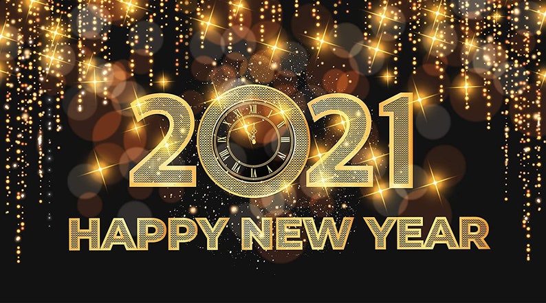 XtraLarge Happy New Year Banner 2021 Black 71x40 Inch image 0