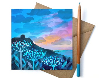 Dusk Magic St Ives Island Cornwall - Greetings Card