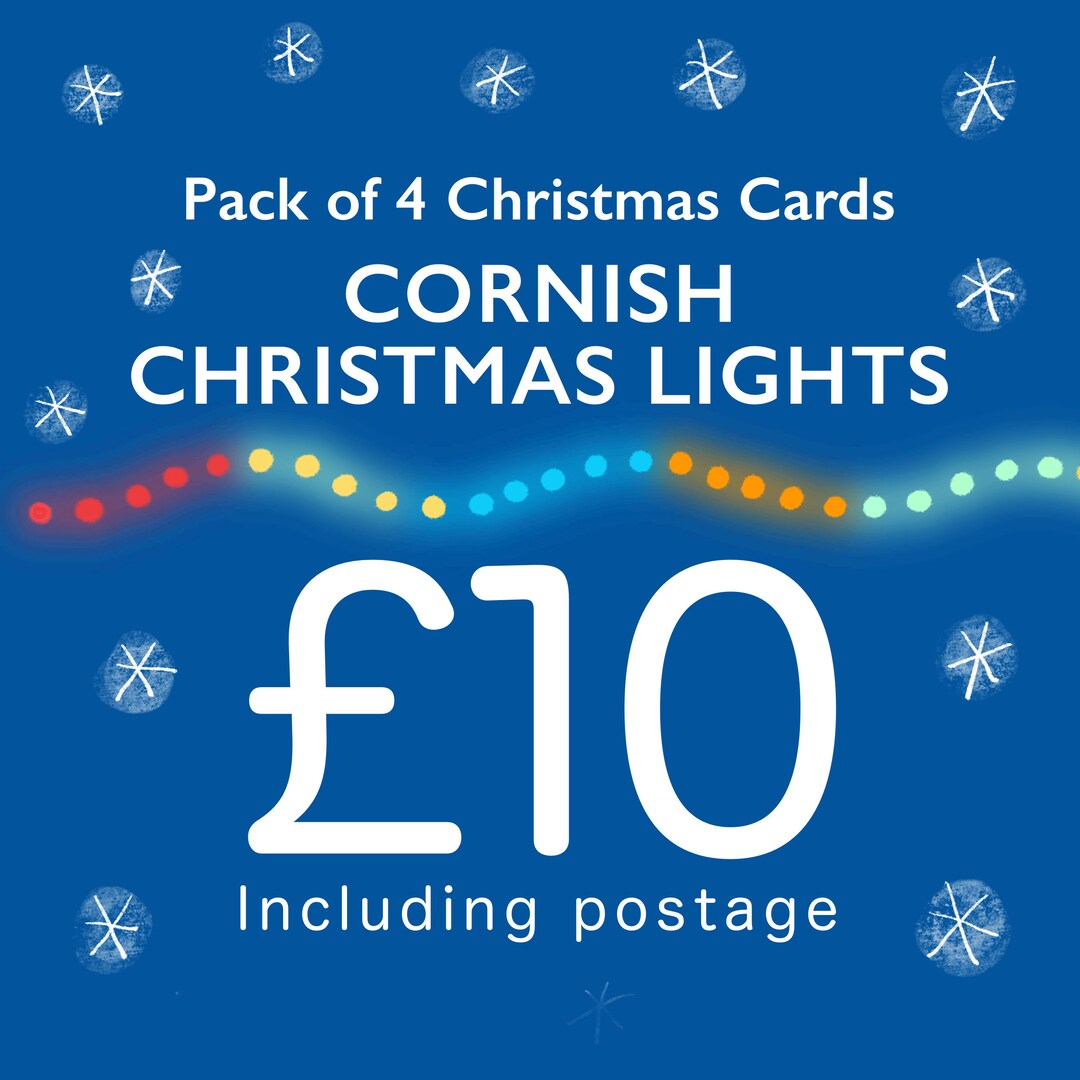 Pack of 4 Cornish Christmas Lights Greetings Cards Mousehole Etsy UK
