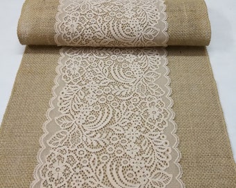Burlap Lace Runner Etsy