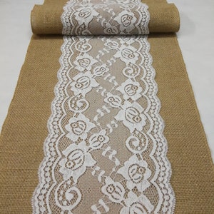 Camino de mesa de encaje blanco, decoración de boda, camino de mesa de arpillera, camino de mesa festivo para bodas, caminos para bodas HD256